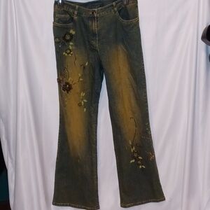 Simone Chang Arriere Back embellished hi rise boot cut jeans